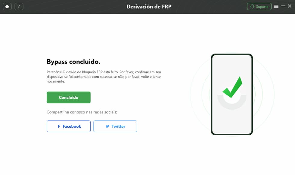 Depois de concluído, você verá a interface abaixo
