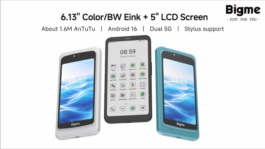 Bigme HiBreak Dual 2 com tela colorida de tinta eletrônica + tela LCD chega ao Kickstarter