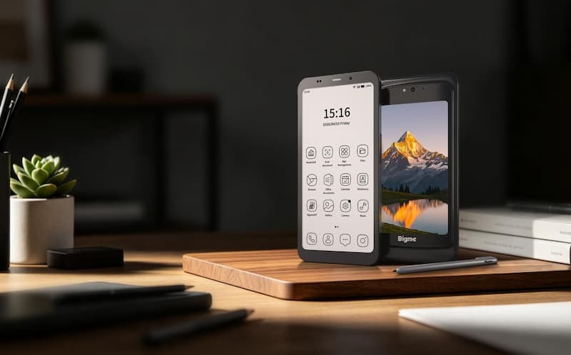 Primeiro smartphone E Ink de tela dupla grande Bigme HiBreak Dual 2